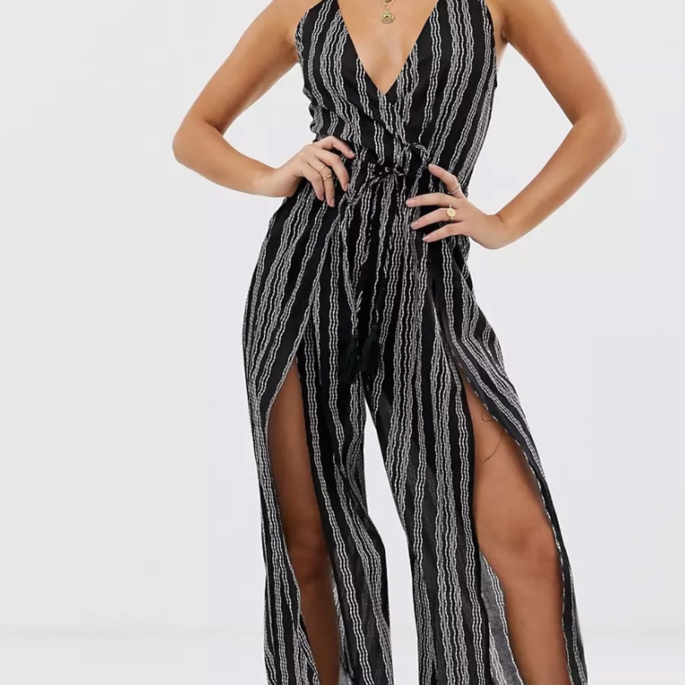 VICI Split Leg Striped Jumpsuit - Size S